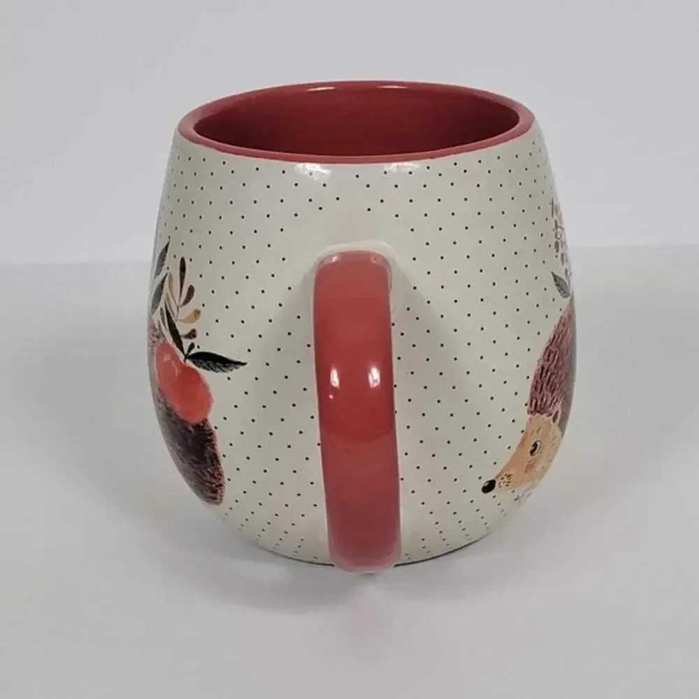 Nicole Miller Home Hedgehog Coffee Mug Large 14oz Ceramic Red Handle